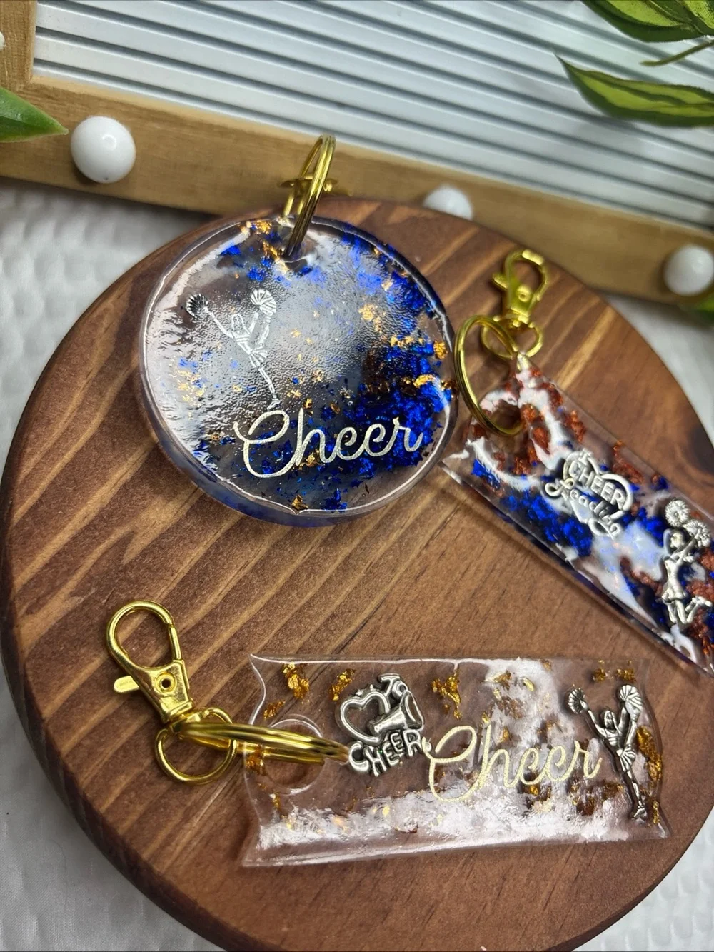 Cheer Acrylic Keychain Set - Blue & Gold